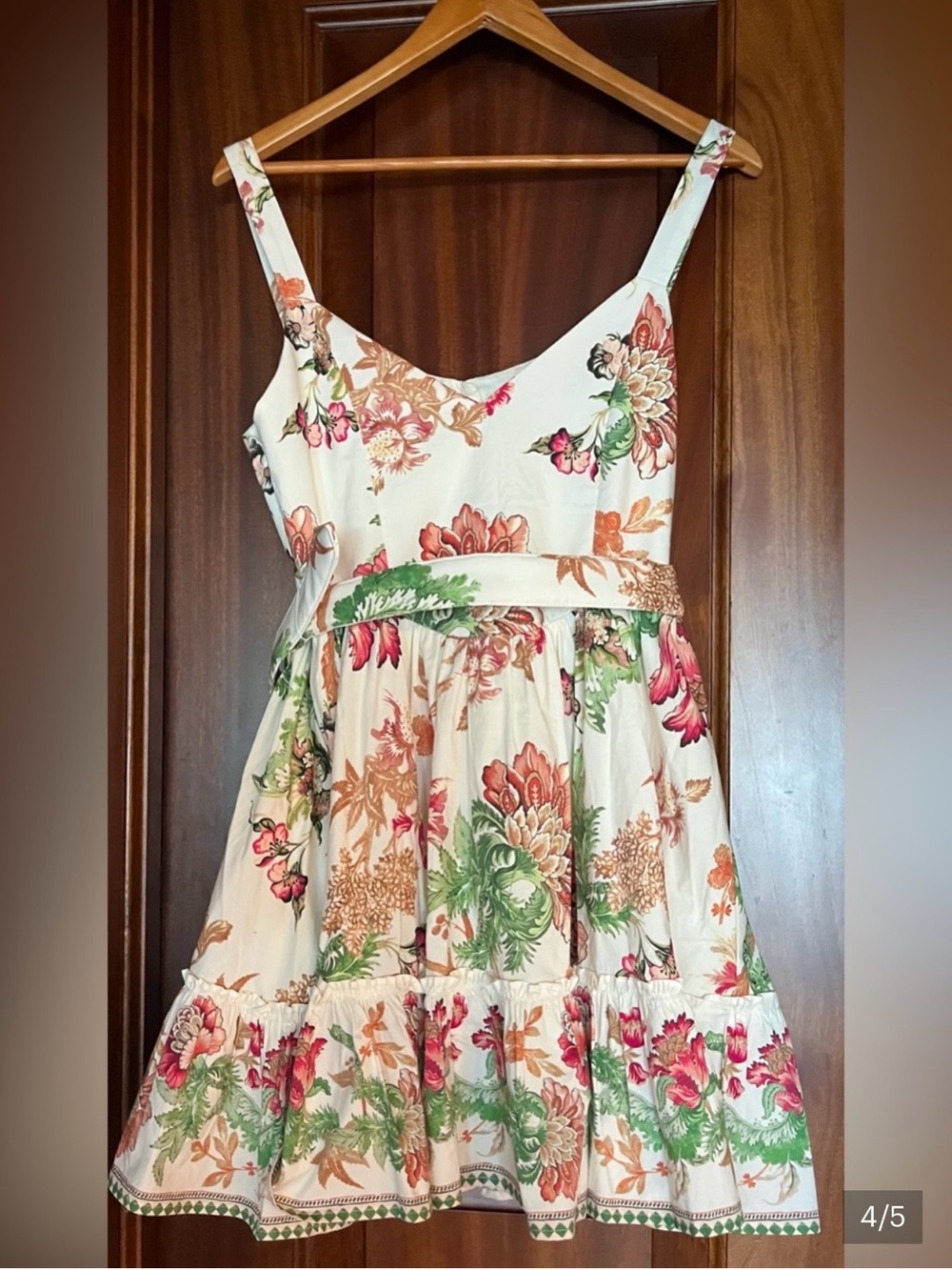 NWT - Caroline Constas floral V-Neck Sundress in Cream and Pink - Picture 4 of 4